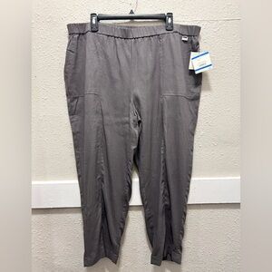 Anne Klein Dark Grey Pull On Linen Blend Cropped Pants NWT Size XL